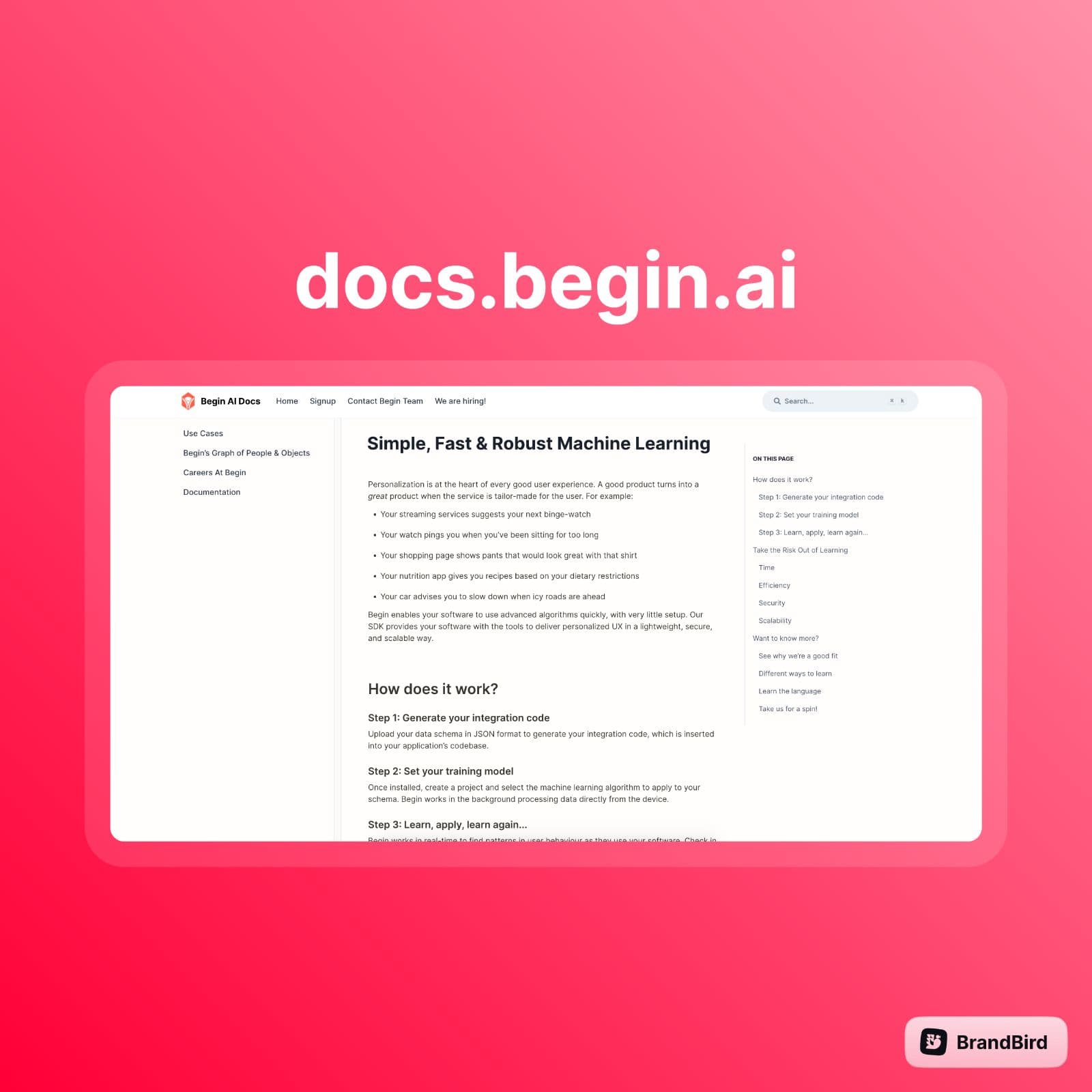 Begin.ai documentation site powered by Engine.so