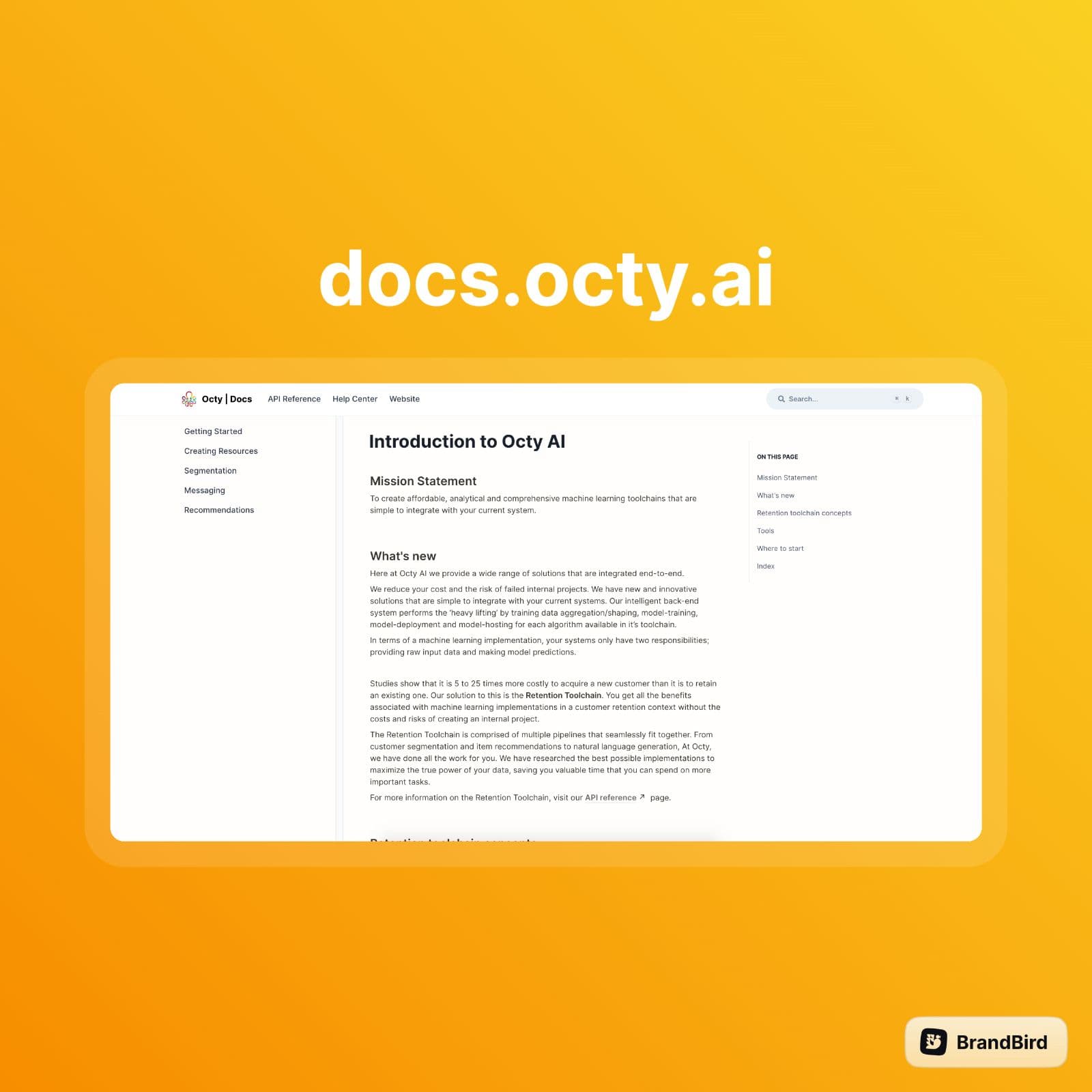 Octy.ai documentation site powered by Engine.so